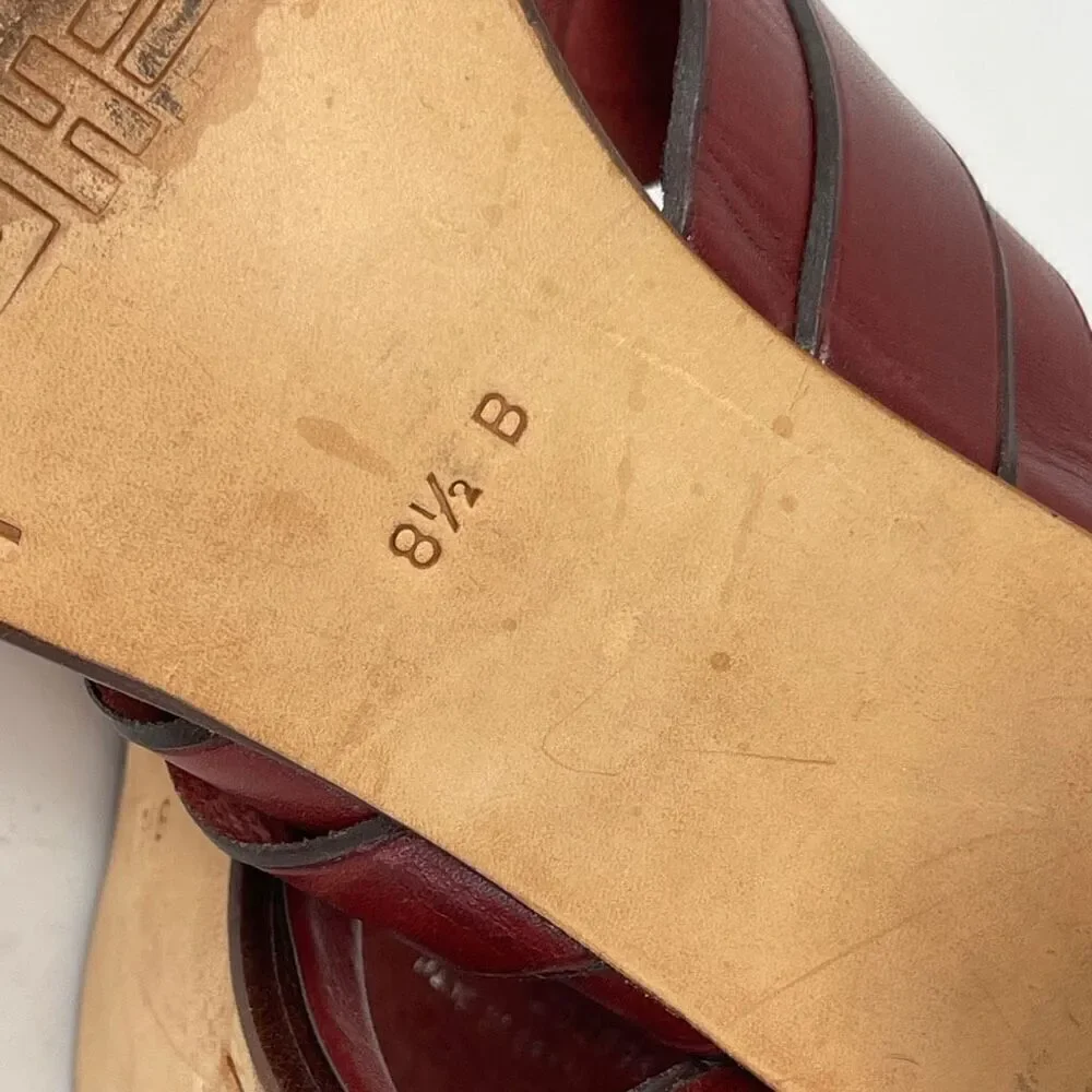 Cole Haan Country Red Leather Woven Sandal Heel Size 8.5 B